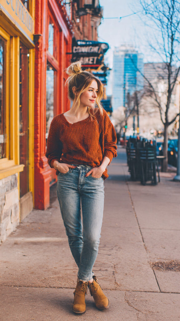 The Everyday Boots Women Love woman wearing ankle boots with a casual (1)